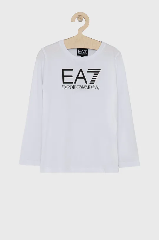 biela Detské tričko s dlhým rukávom EA7 Emporio Armani Chlapčenský