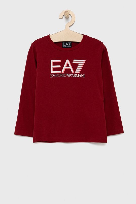 červená Detské tričko s dlhým rukávom EA7 Emporio Armani Chlapčenský