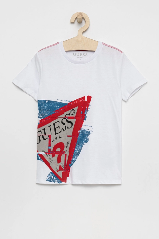 biały Guess - T-shirt bawełniany dziecięcy Chłopięcy