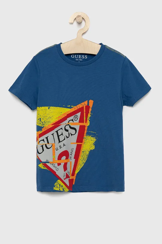голубой Guess - Детская хлопковая футболка Для мальчиков