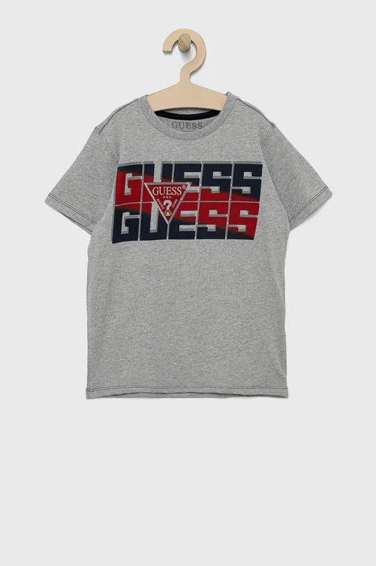 сірий Дитяча бавовняна футболка Guess Для хлопчиків
