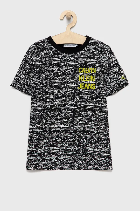 czarny Calvin Klein Jeans T-shirt bawełniany dziecięcy IB0IB01004.4890 Chłopięcy