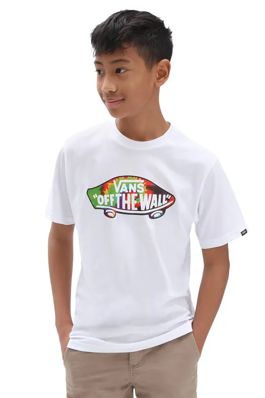 белый Детская хлопковая футболка Vans Для мальчиков