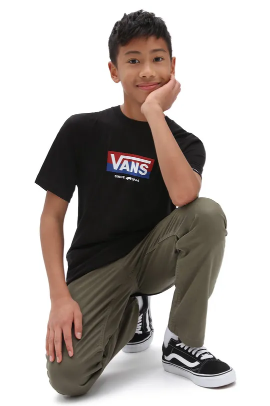 чёрный Детская хлопковая футболка Vans Для мальчиков