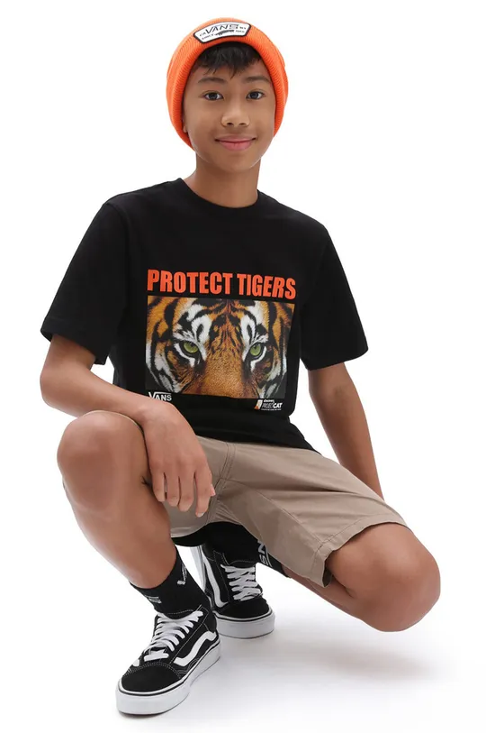 czarny Vans T-shirt bawełniany dziecięcy x Project CAT Chłopięcy