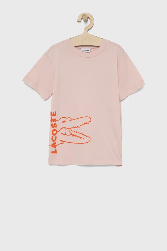 różowy Lacoste T-shirt bawełniany dziecięcy TJ6847 Chłopięcy