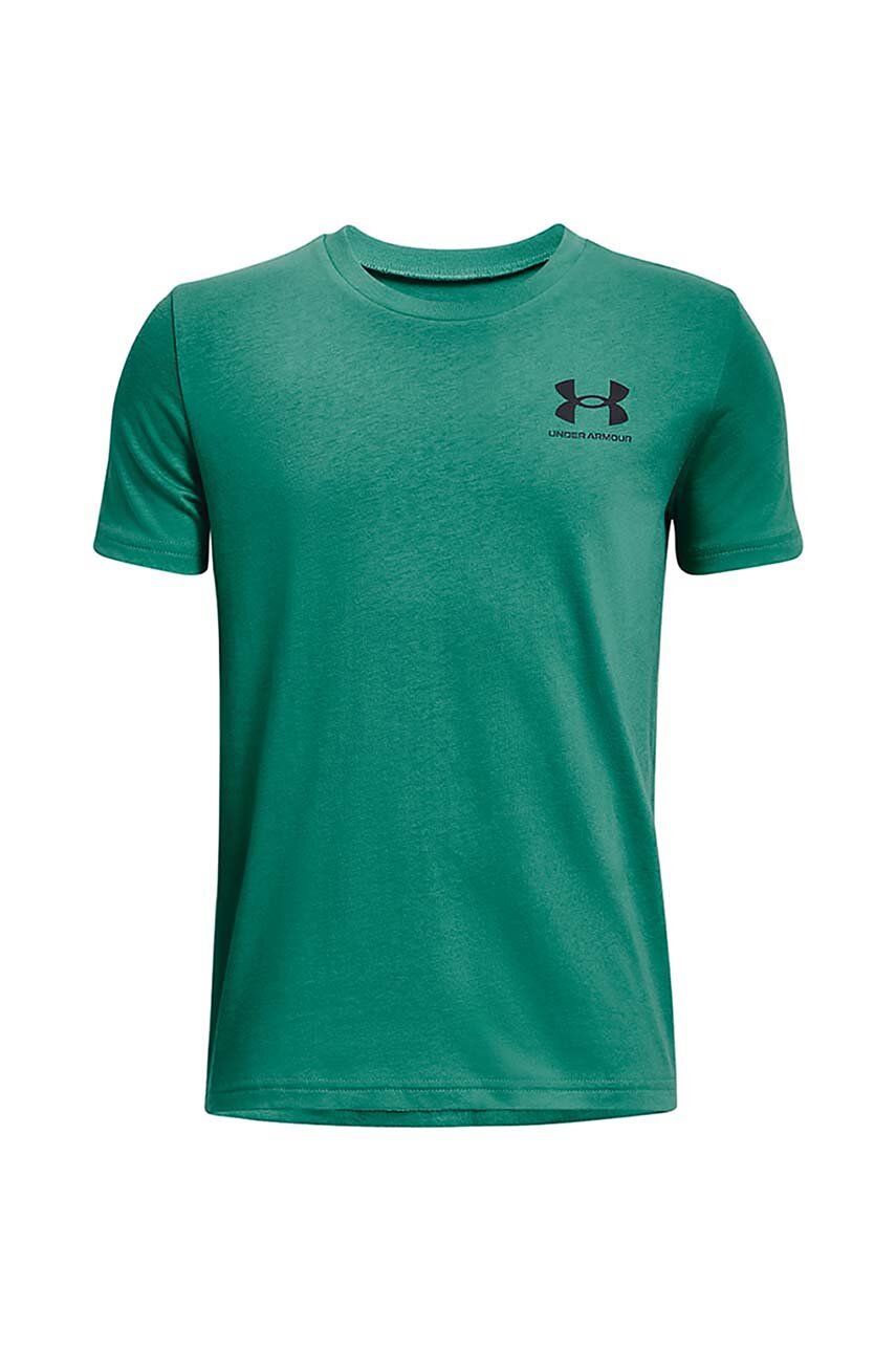 Under Armour tshirt dziecięcy kolor zielony gładki
