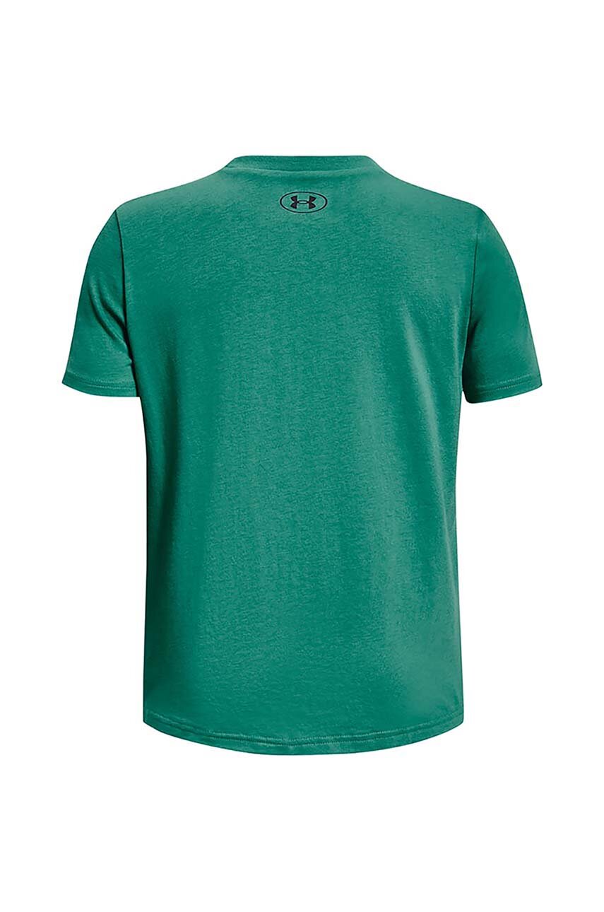 Under Armour tshirt dziecięcy kolor zielony gładki