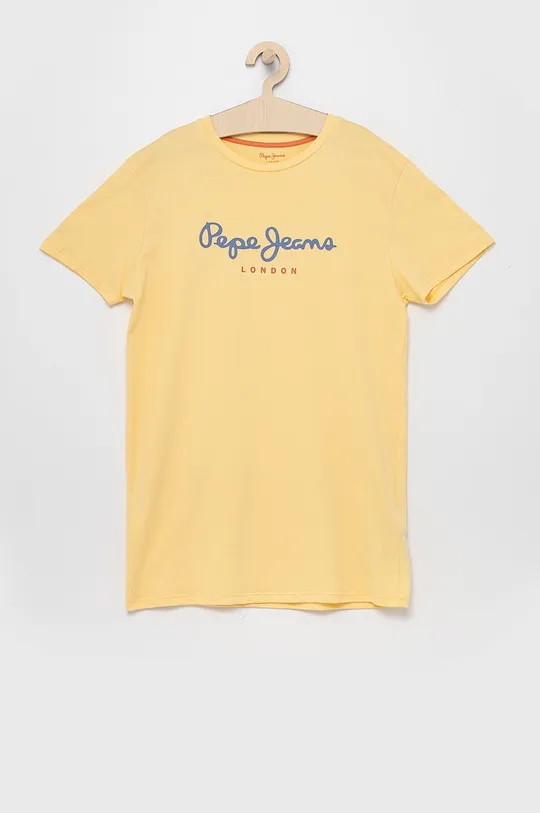 oranžová Detské bavlnené tričko Pepe Jeans NEW ART Chlapčenský