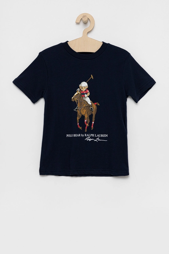 granatowy Polo Ralph Lauren T-shirt bawełniany dziecięcy 322853828001 Chłopięcy