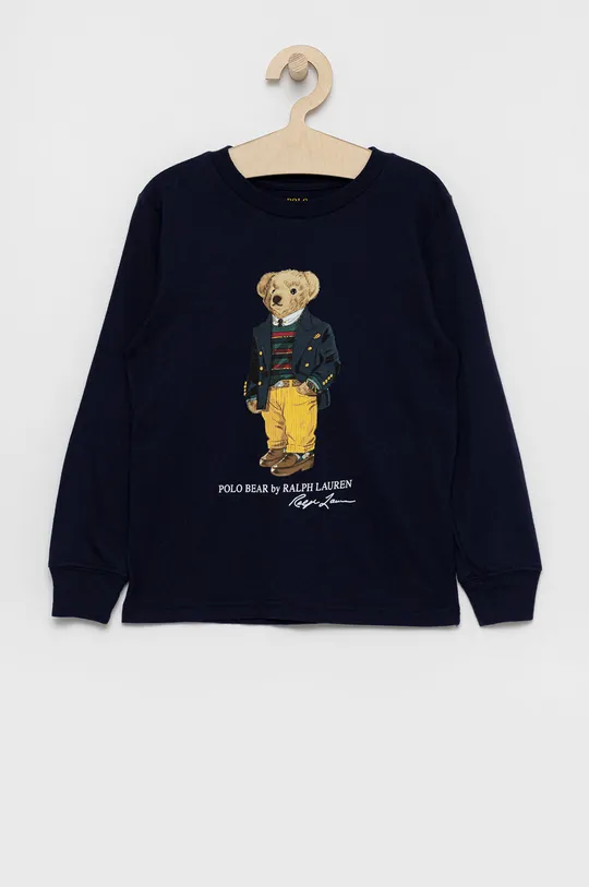 tmavomodrá Detská bavlnená košeľa s dlhým rukávom Polo Ralph Lauren Chlapčenský