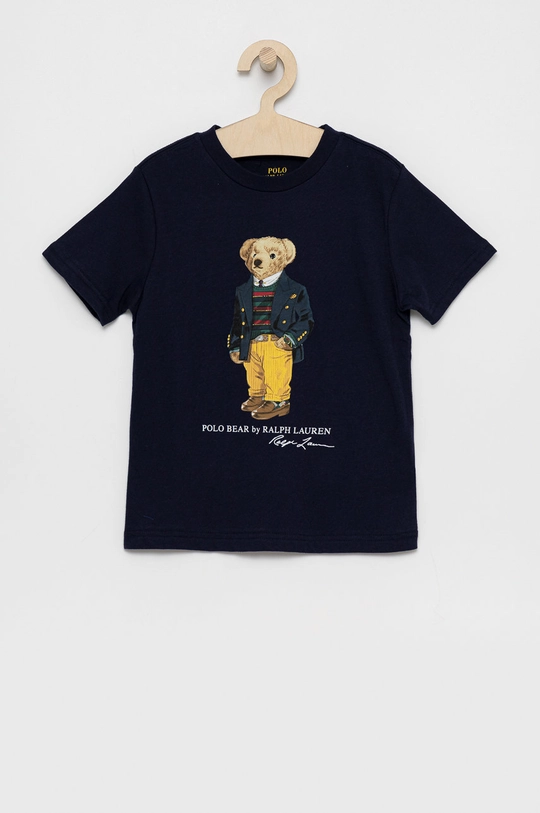 granatowy Polo Ralph Lauren T-shirt bawełniany dziecięcy 322853828004 Chłopięcy