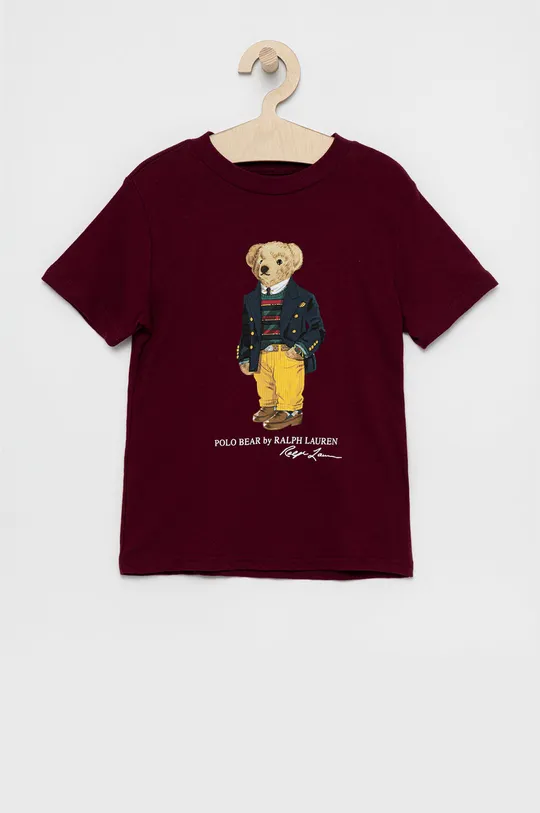 bordowy Polo Ralph Lauren T-shirt bawełniany dziecięcy 322853828007 Chłopięcy
