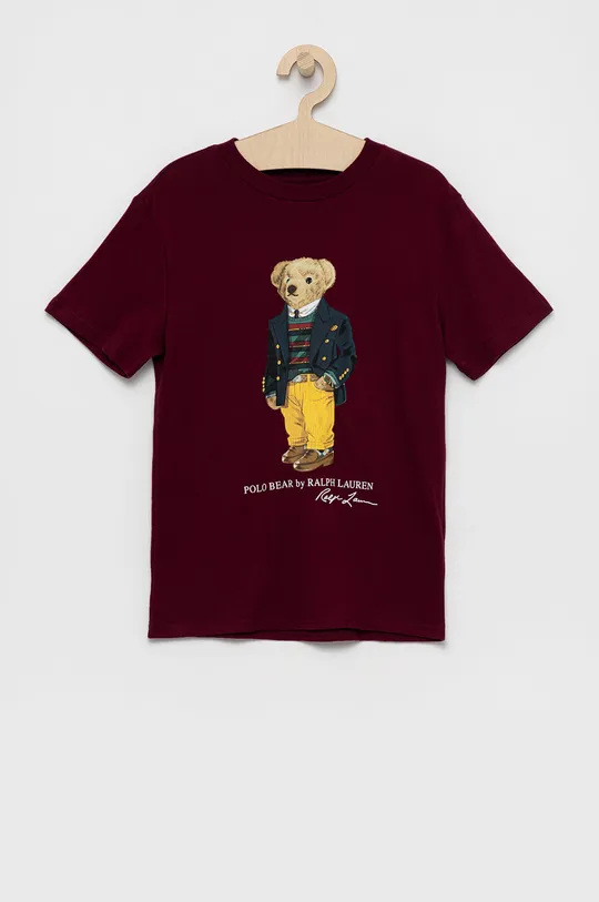 бордо Детская хлопковая футболка Polo Ralph Lauren Для мальчиков