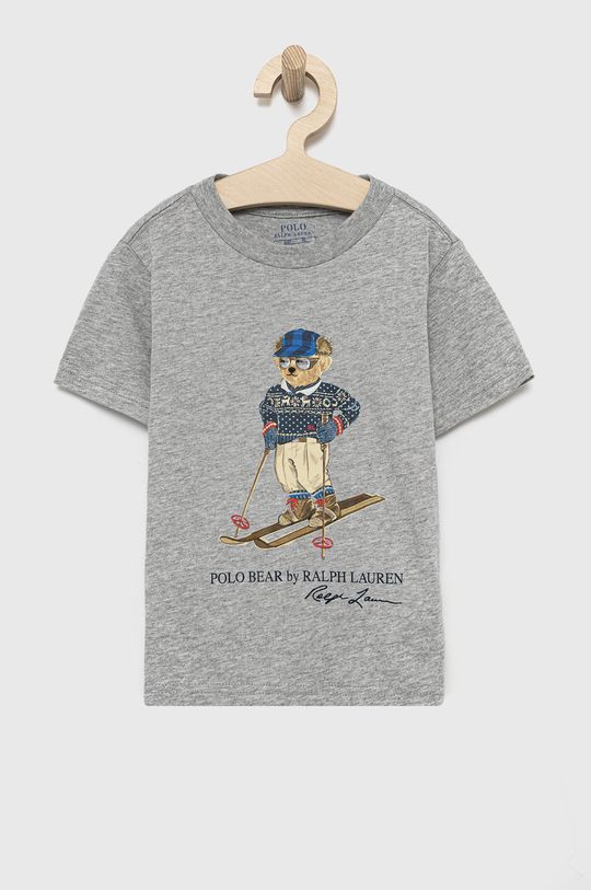 szary Polo Ralph Lauren T-shirt bawełniany dziecięcy Chłopięcy