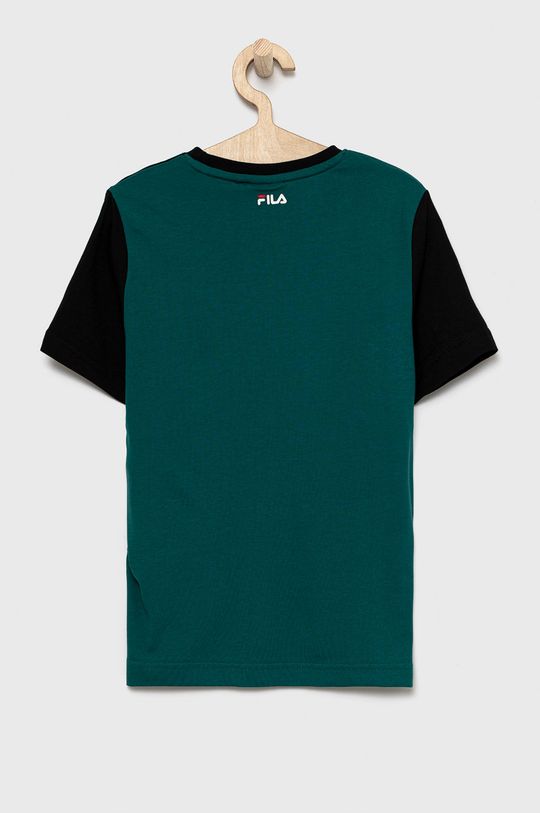 Παιδικό βαμβακερό μπλουζάκι Fila πράσινο χάλυβα