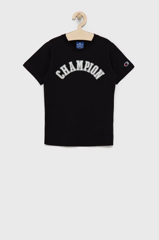 czarny Champion T-shirt bawełniany dziecięcy 305776 Chłopięcy