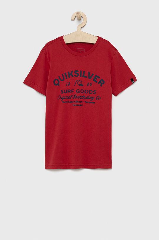 czerwony Quiksilver T-shirt bawełniany dziecięcy Chłopięcy