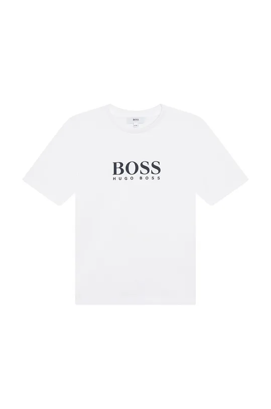 biały Boss T-shirt bawełniany dziecięcy J25P13.102.108 Chłopięcy