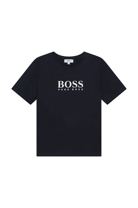 granatowy Boss T-shirt bawełniany dziecięcy J25P13.102.108 Chłopięcy