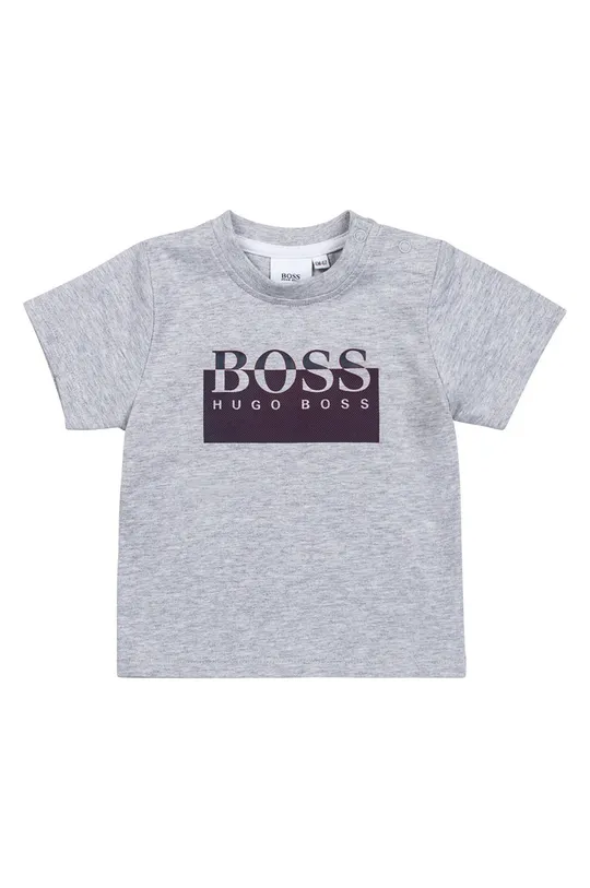 szary Boss T-shirt bawełniany dziecięcy J05869.74.81 Chłopięcy