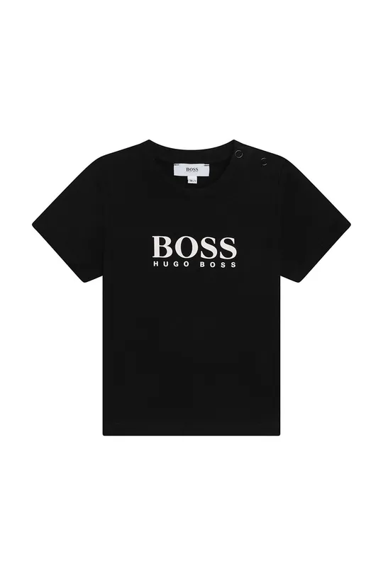 μαύρο Παιδικό βαμβακερό μπλουζάκι Boss Για αγόρια