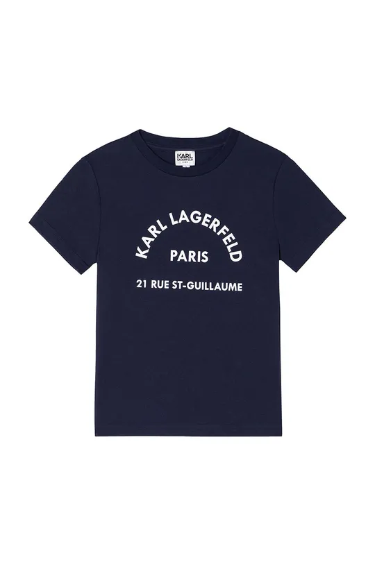 granatowy Karl Lagerfeld T-shirt bawełniany dziecięcy Z25316.86.108 Chłopięcy