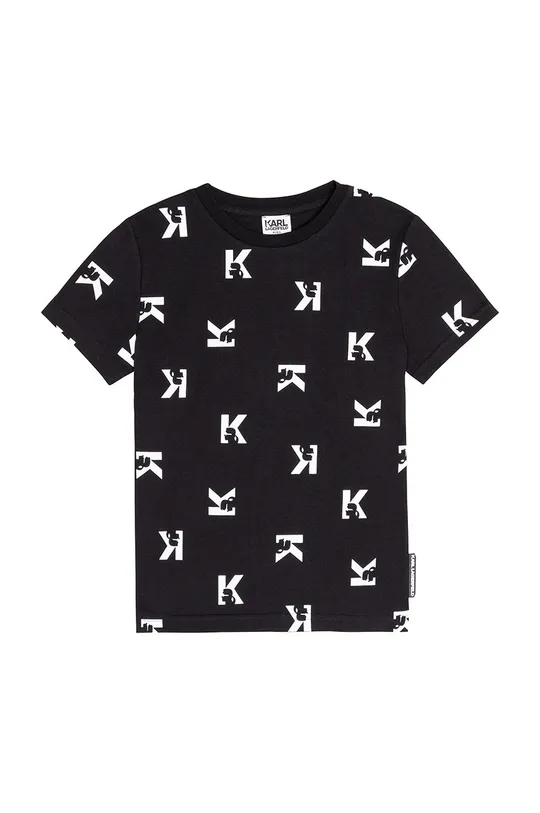 czarny Karl Lagerfeld T-shirt bawełniany dziecięcy Z25305.114.150 Chłopięcy