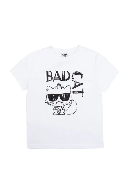 biały Karl Lagerfeld T-shirt bawełniany dziecięcy Z25303.90.108 Chłopięcy