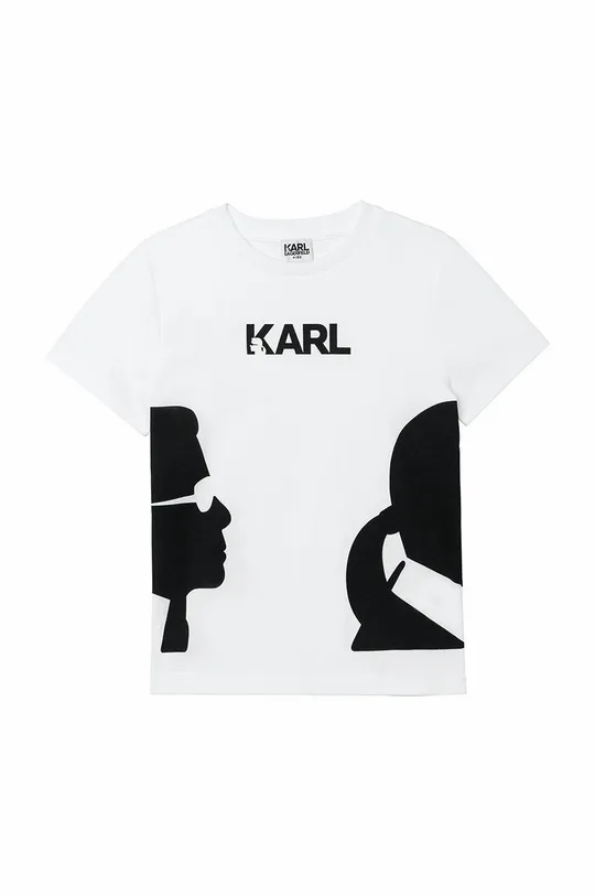 biały Karl Lagerfeld T-shirt bawełniany dziecięcy Z25301.114.150 Chłopięcy