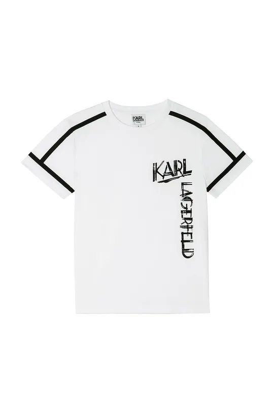 biały Karl Lagerfeld T-shirt bawełniany dziecięcy Z25300.126.150 Chłopięcy