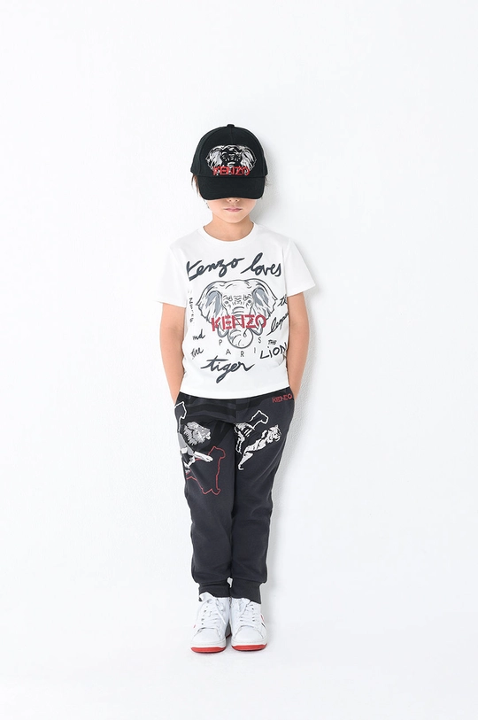 beżowy Kenzo Kids T-shirt bawełniany dziecięcy Chłopięcy