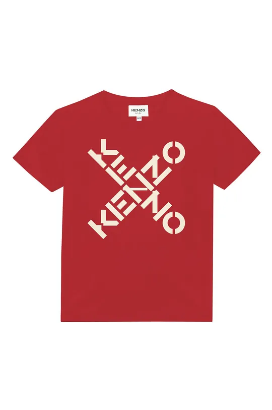 czerwony Kenzo Kids T-shirt bawełniany dziecięcy Chłopięcy