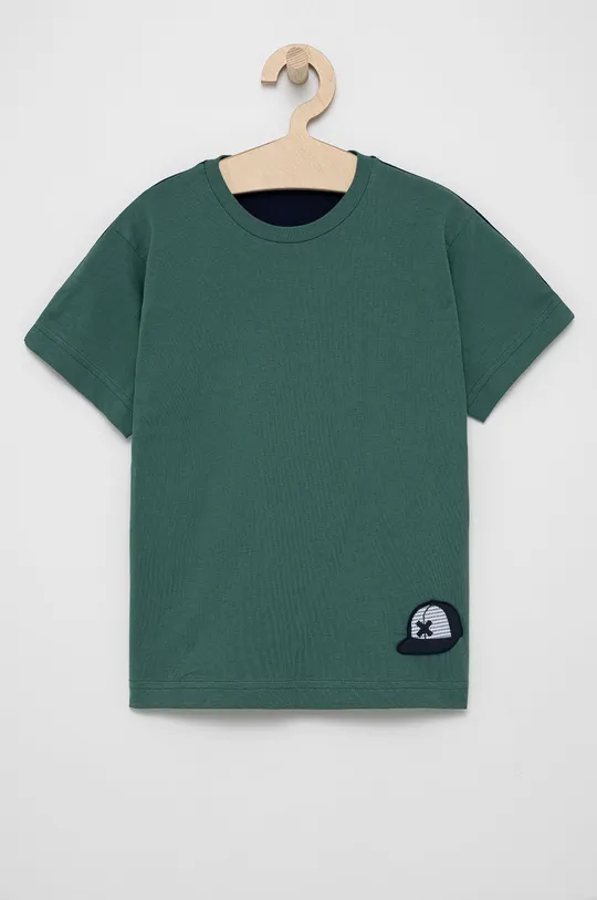 zielony United Colors of Benetton T-shirt bawełniany dziecięcy Chłopięcy