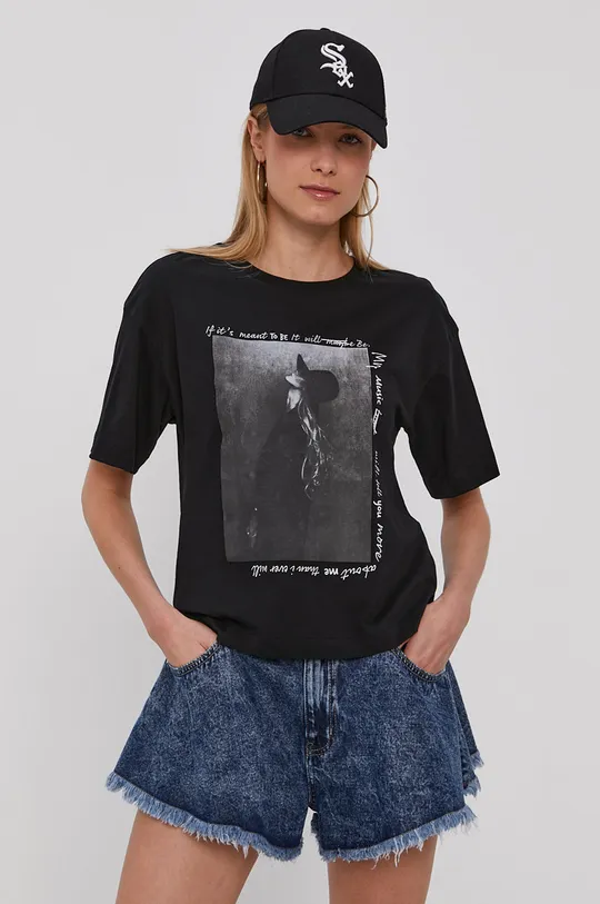 czarny Jacqueline de Yong T-shirt Damski
