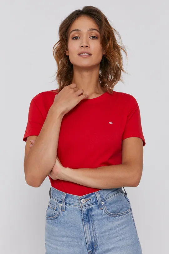 czerwony Calvin Klein T-shirt bawełniany Damski