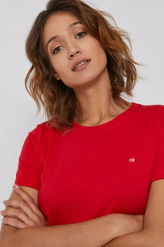 červená Bavlnené tričko Calvin Klein