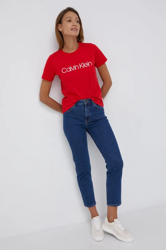 Calvin Klein t-shirt bawełniany czerwony