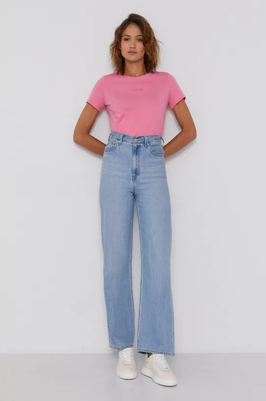 Bavlnené tričko Calvin Klein ružová