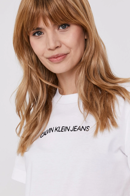 biały Calvin Klein Jeans T-shirt J20J216251.4890