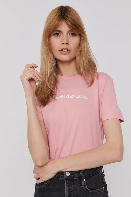 różowy Calvin Klein Jeans T-shirt J20J216251.4890