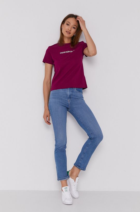 Calvin Klein Jeans T-shirt fioletowy