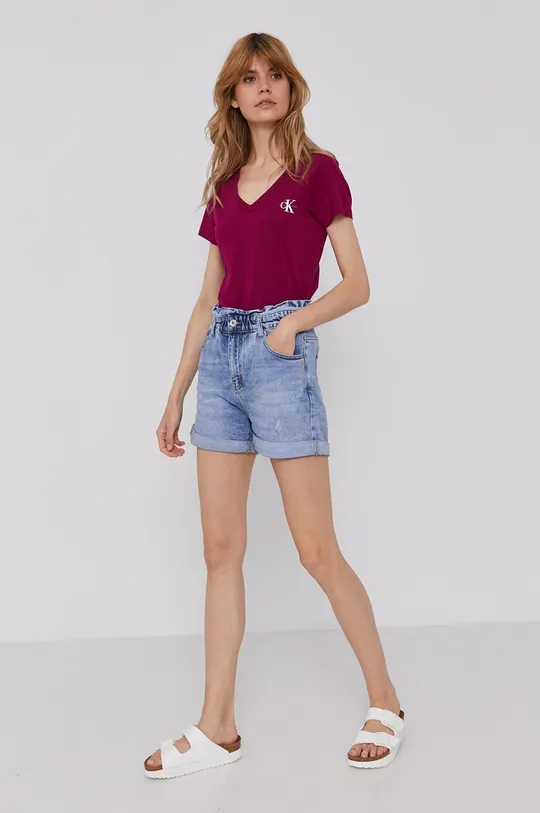 Tričko Calvin Klein Jeans fialová