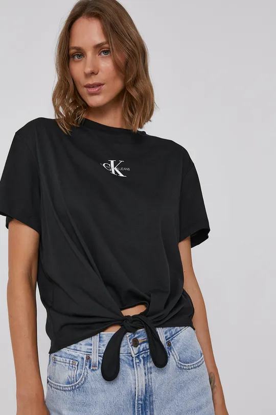 czarny Calvin Klein Jeans T-shirt bawełniany J20J217181.4890 Damski