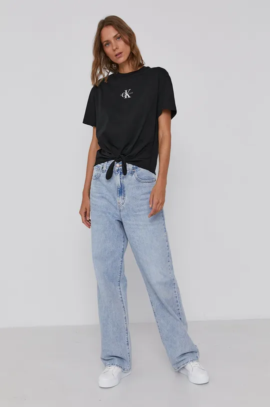 Bavlnené tričko Calvin Klein Jeans čierna