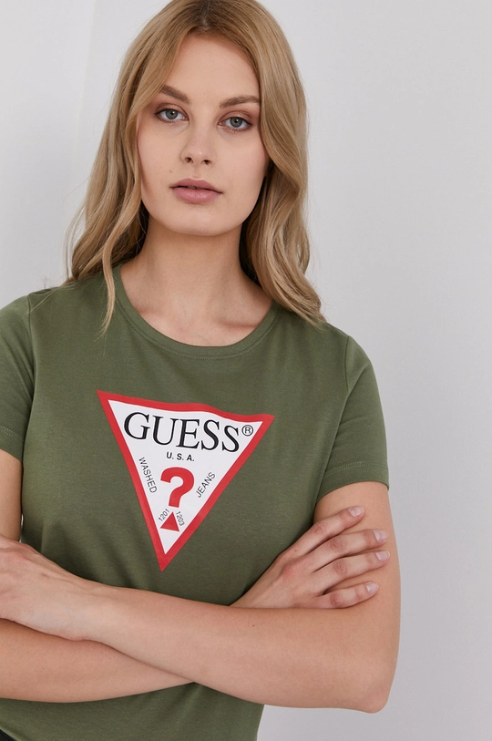 zielony Guess T-shirt W1YI1B.I3Z11 Damski