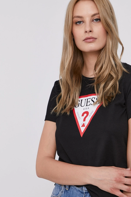 czarny Guess T-shirt W1YI1B.I3Z11