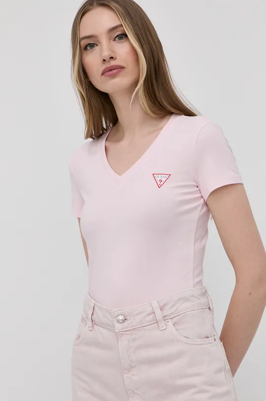 ροζ Μπλουζάκι Guess Γυναικεία