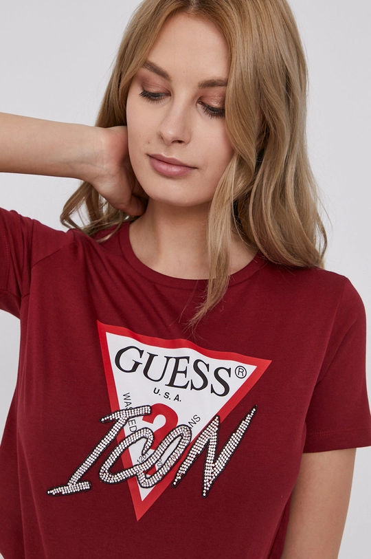 bordowy Guess T-shirt