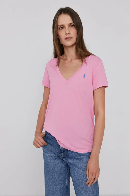 różowy Polo Ralph Lauren T-shirt bawełniany 211847077002 Damski